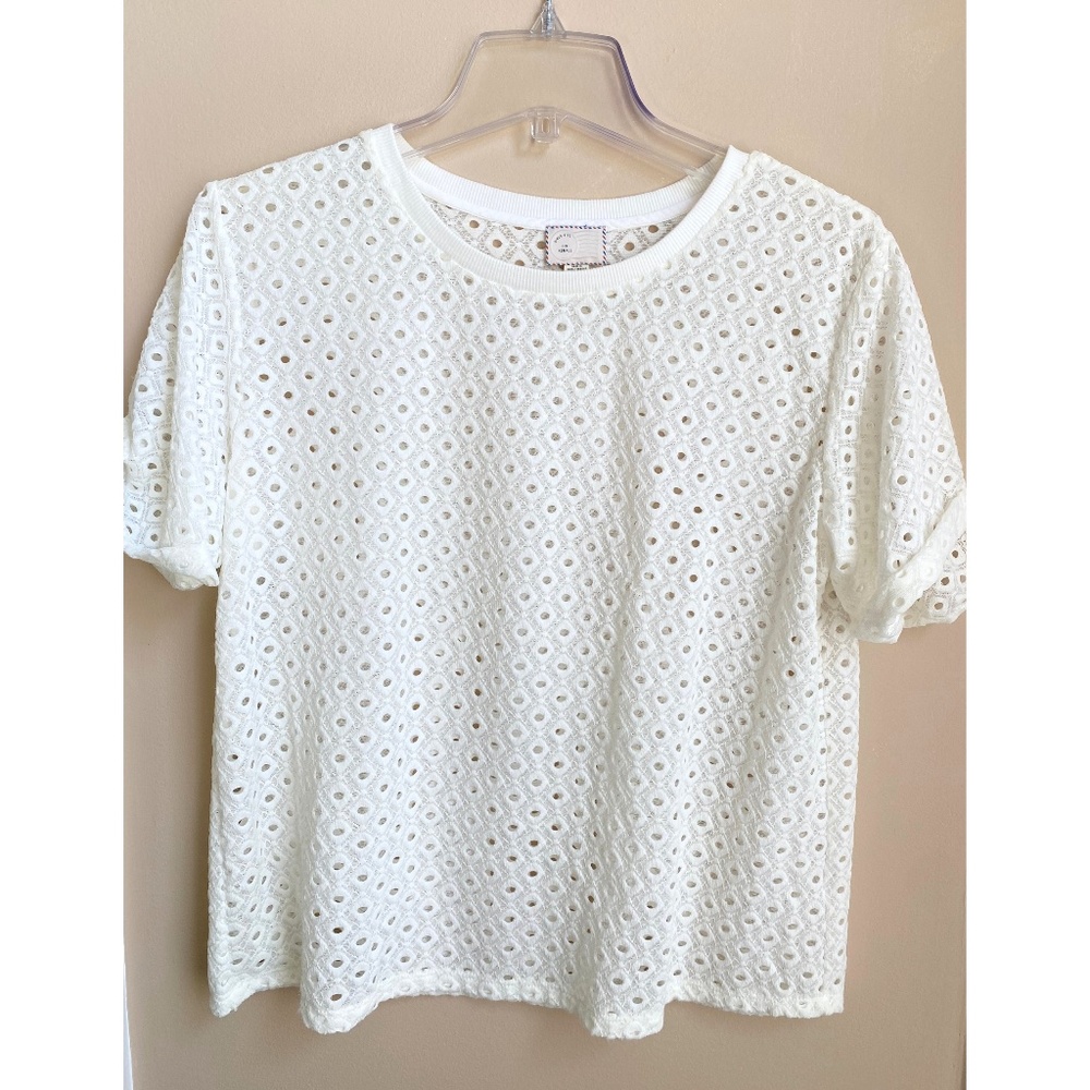 Anthropologie Postmark Top Chantal Lace Boxy Eyelet Shirt